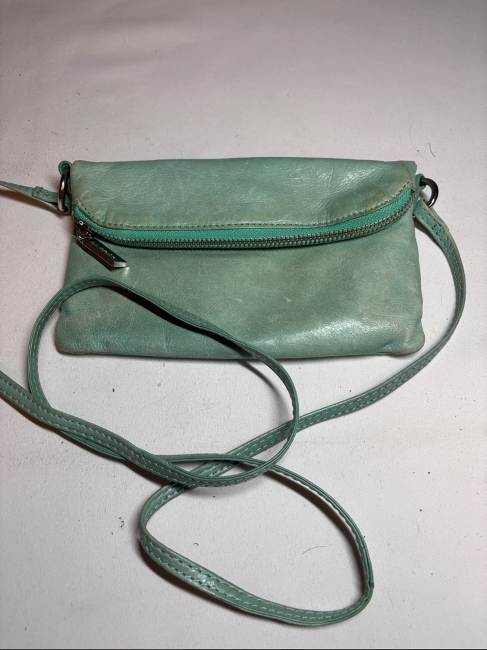 Hobo Mint Small Green Leather Crossbody Silver Hardware